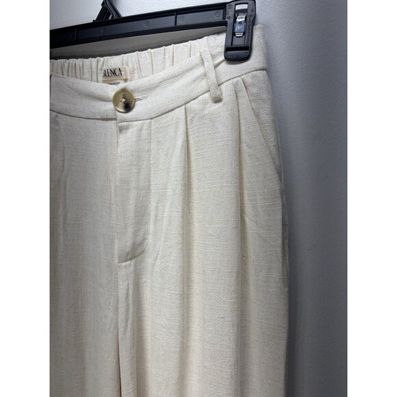 Blenca Womens Linen Blend High Rise Wide Leg Pants Pocket Cream Sz S - Picture 3 of 12